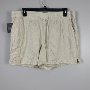 Company Ellen Tracy Womens Size XL Sandstone Linen Drawstring Shorts Pockets